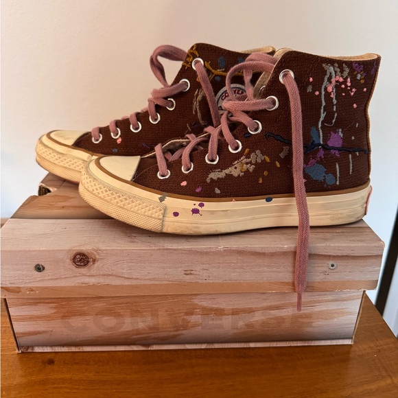 Converse Brown and Pink High-Top Sneakers